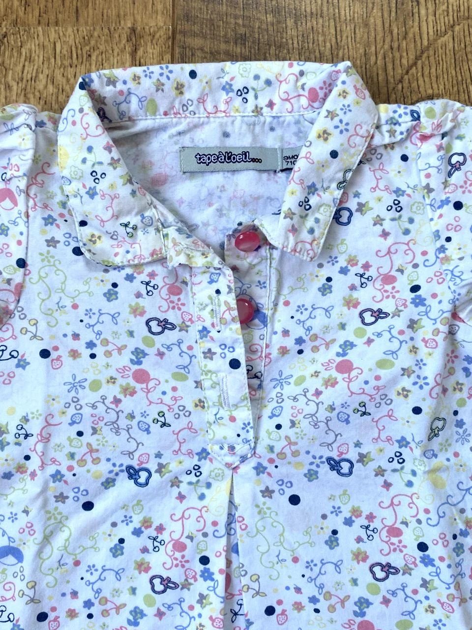 Tape À L'Oeil-jurk 9 maanden wit met veelkleurige print – 100% katoen – photo 2